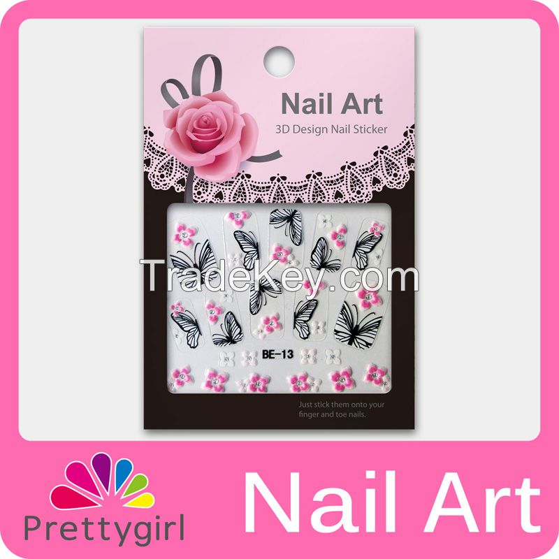 3D Nail Art Sticker Lovely Flower Butterfly Cat Nail Printer Decoration