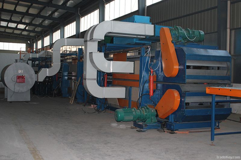 Continuous production line of rigid PU sandwich air duct panel