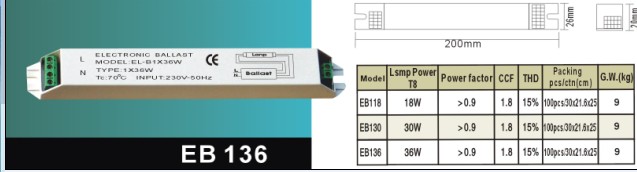 1*36W Electronic Ballast