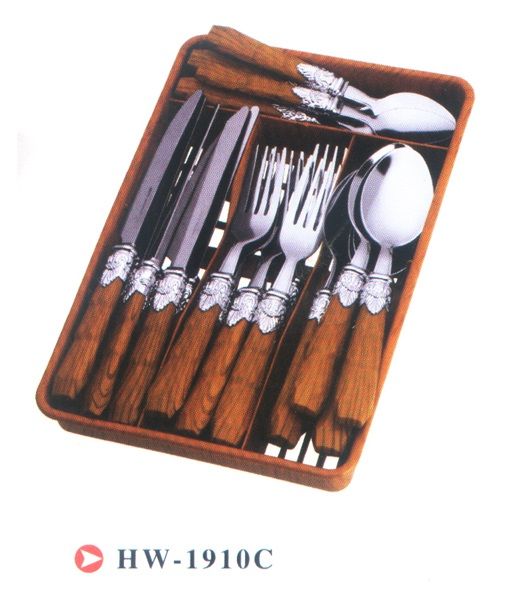 Cutlery Set Wooden Texture Handle