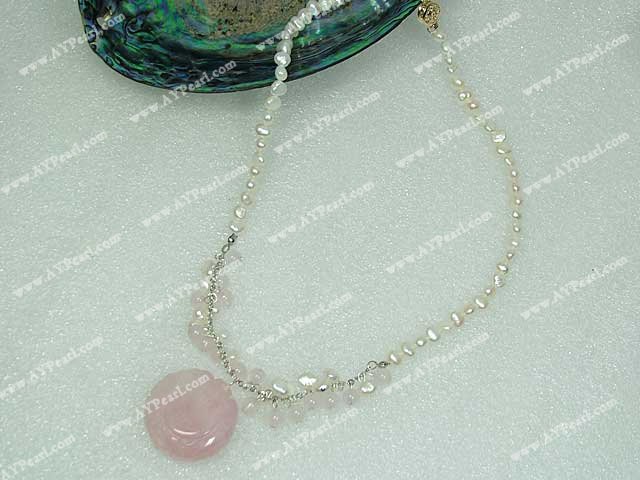 rose quartz pearl necklace