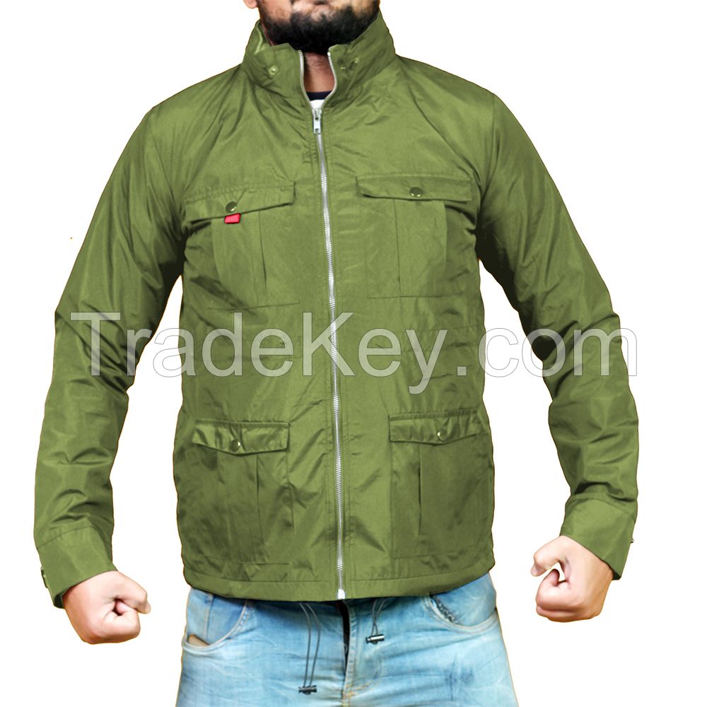 Hot Custom Heavy Windbreaker Winter Jacket with Camouflage arms, multi pocket with hood