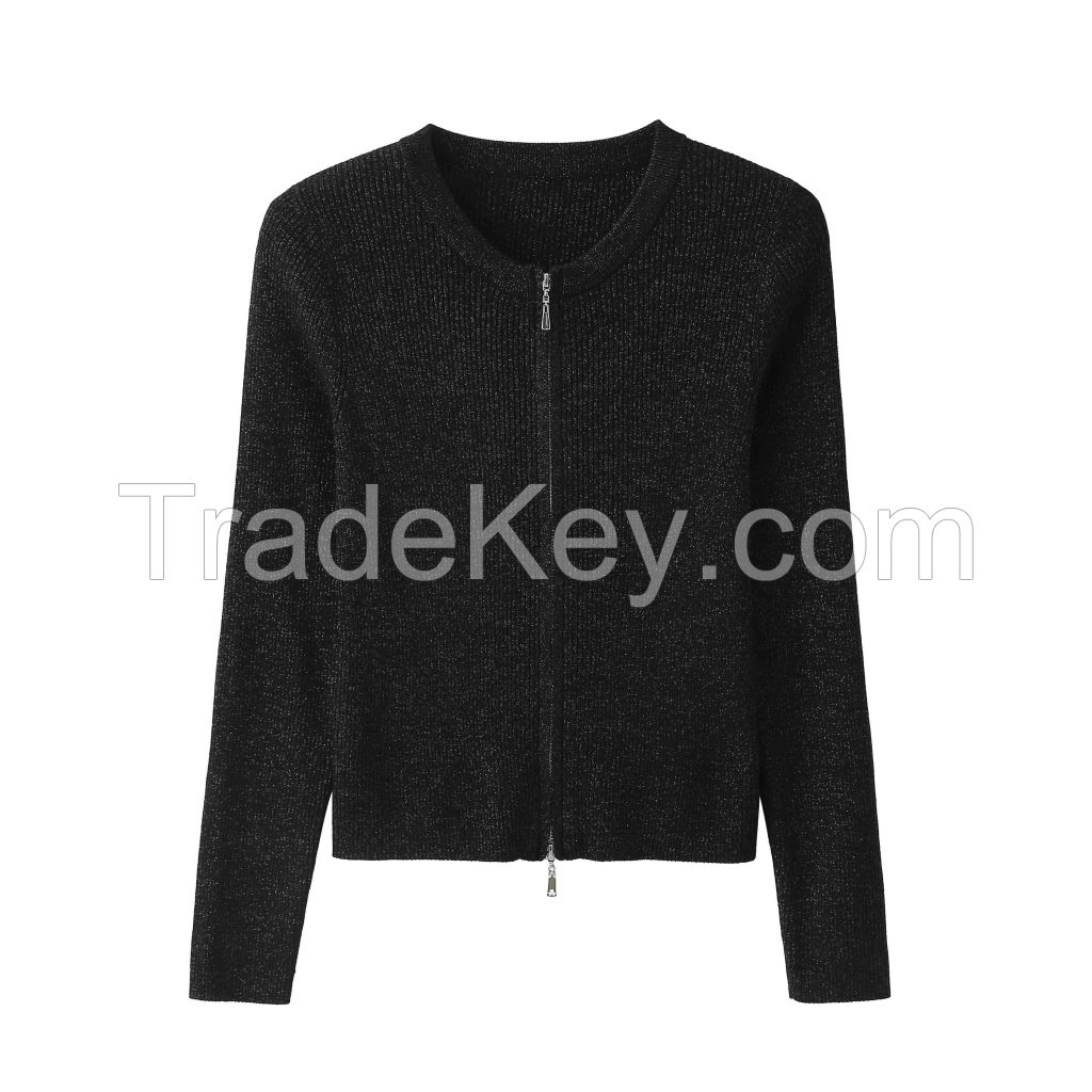 2026 Lady's Woollen Sweater Double zipped coat
