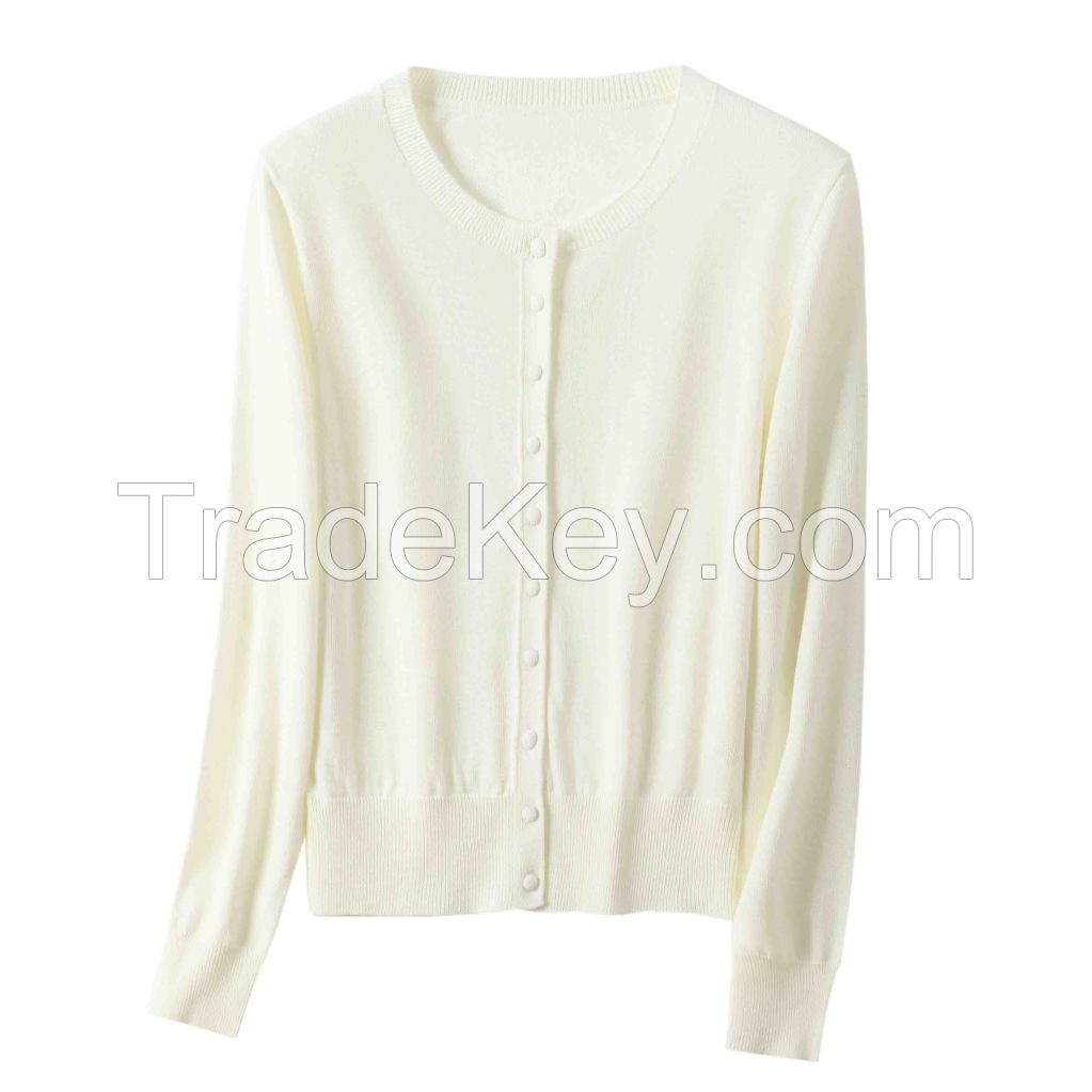 2026 Lady's Woollen Sweater Round-neck button-up fashionable outerwear