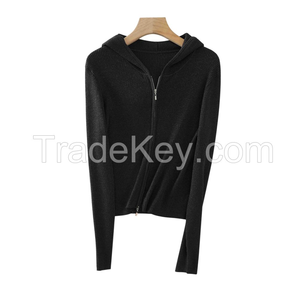 2026 Lady's Woollen Sweater Simple and elegant hooded clothing