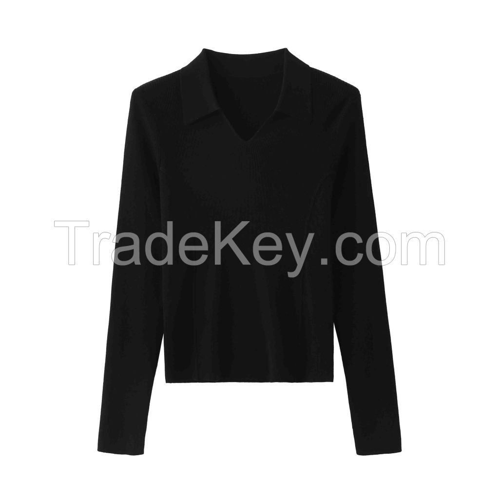 2026 Lady's Knitted shirt Fitted and slimming top
