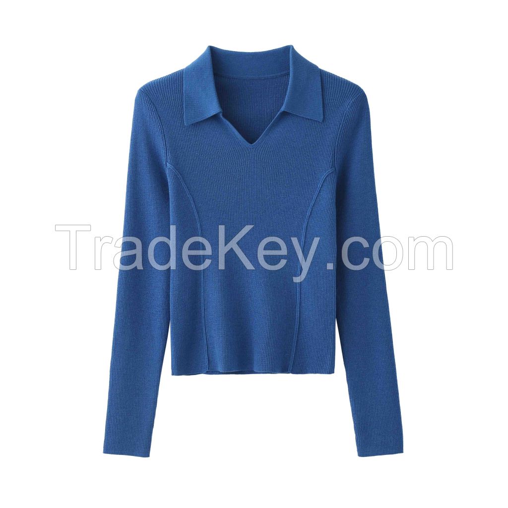 2026 Lady's Knitted shirt Fitted and slimming top