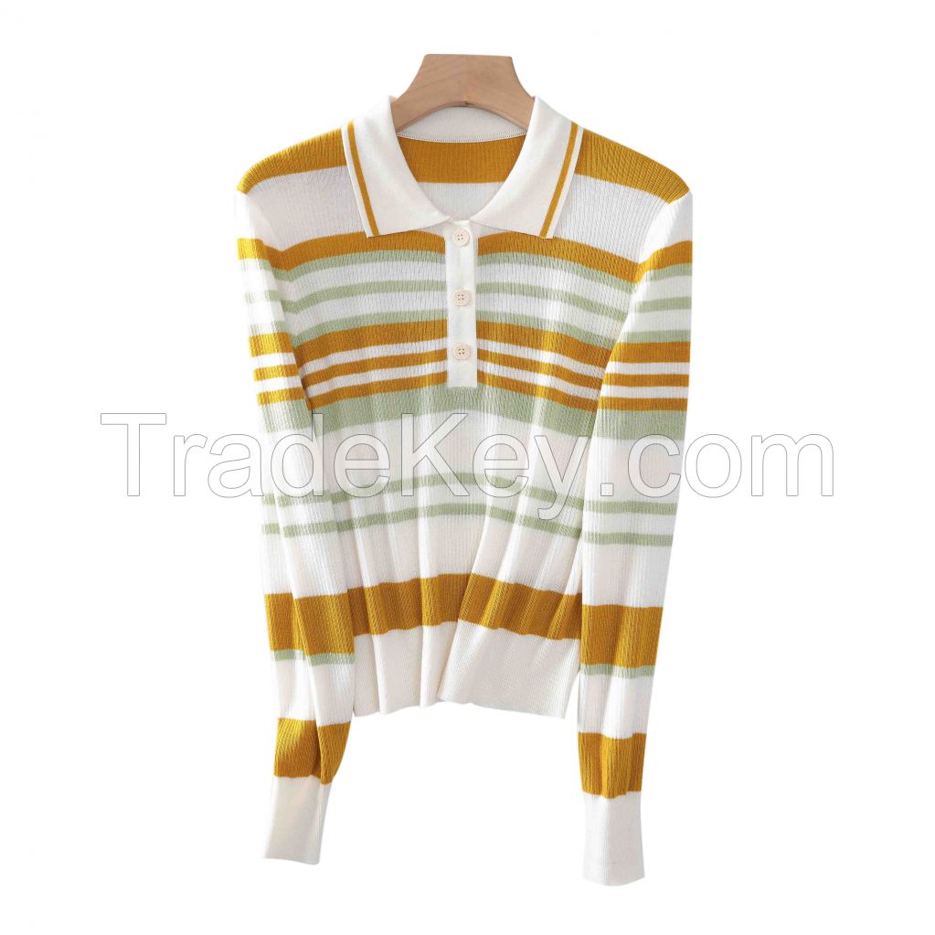 2026 Lady's Sweatshirt Knit Pullover Lapel collar