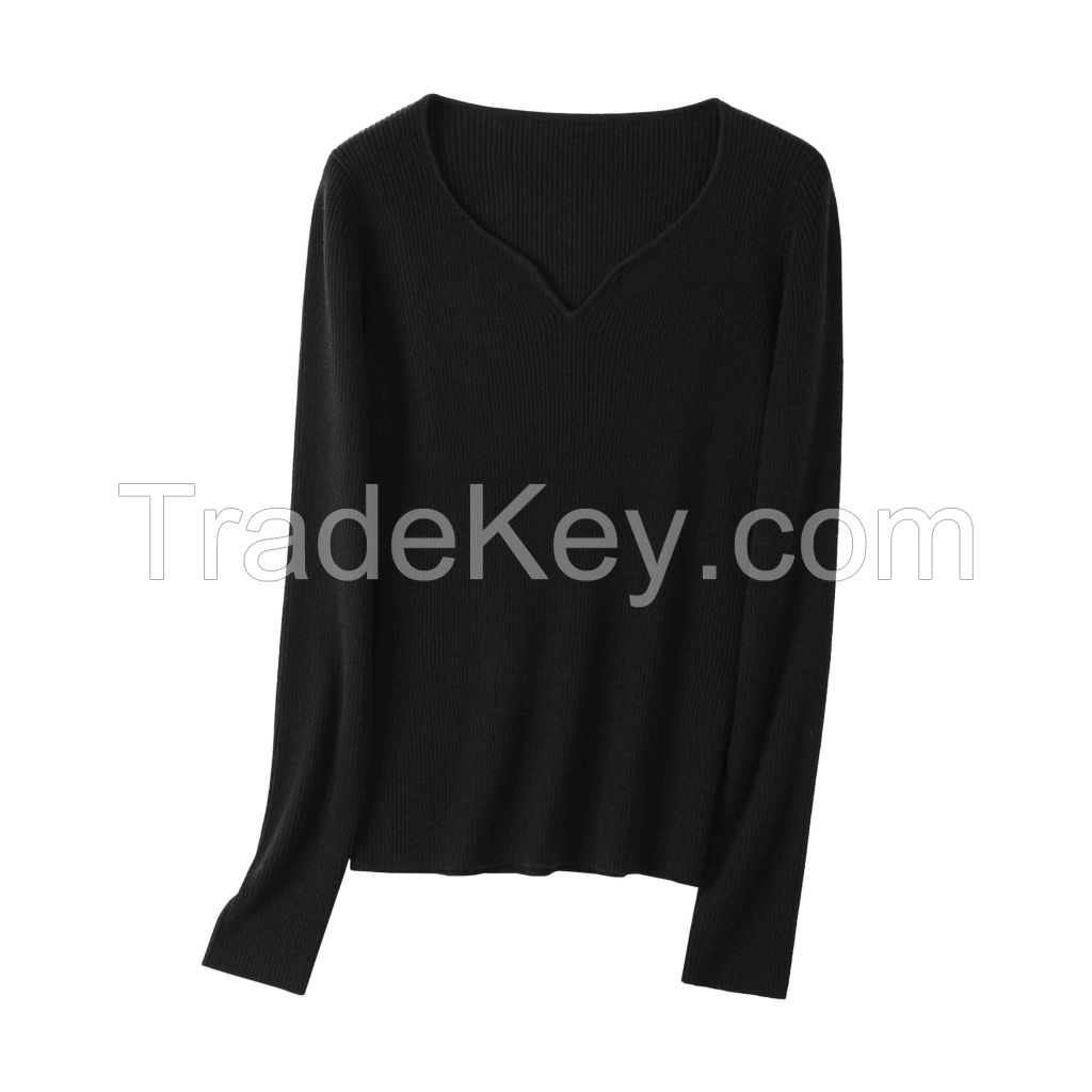 2026 Lady's Woollen Sweater Elegant Pullover Solid color