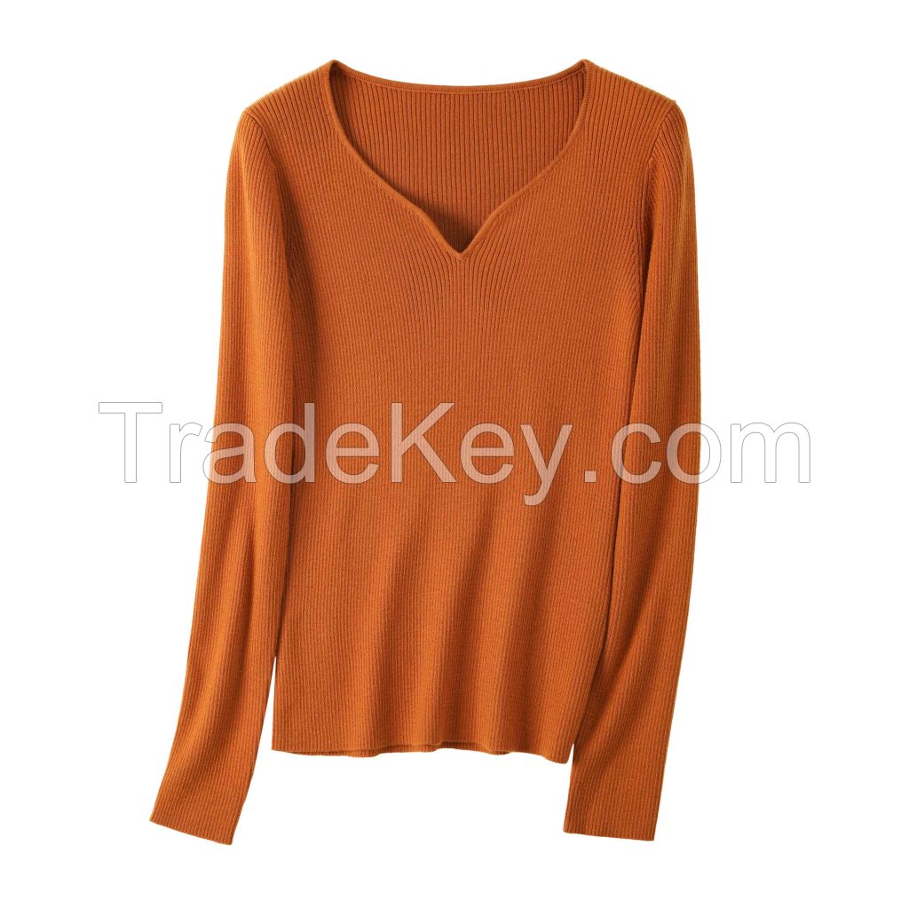 2026 Lady's Woollen Sweater Elegant Pullover Solid color