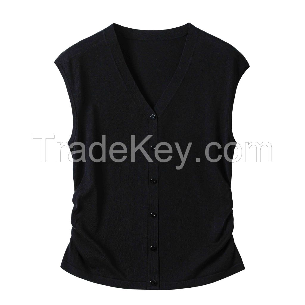 2026 Lady's Lyocell Vest V-neck Button-up Cardigan