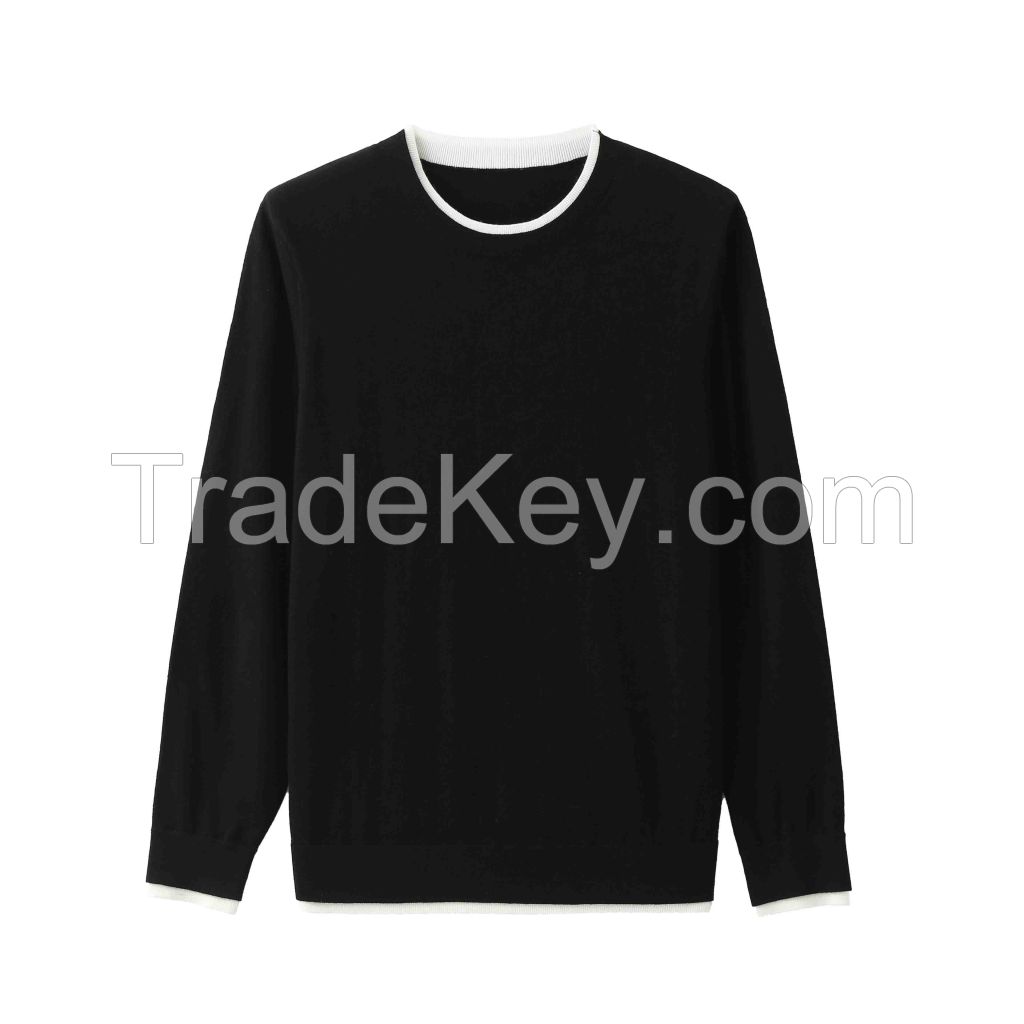 2026 Men's  Woollen Sweater Faux two-piece Top
