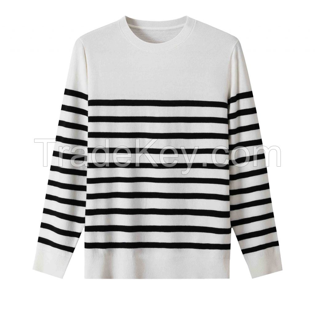 2026 Men's  Woollen Sweater Crewneck Striped Versatile Top