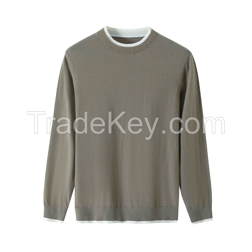 2026 Men's  Woollen Sweater Faux two-piece Top