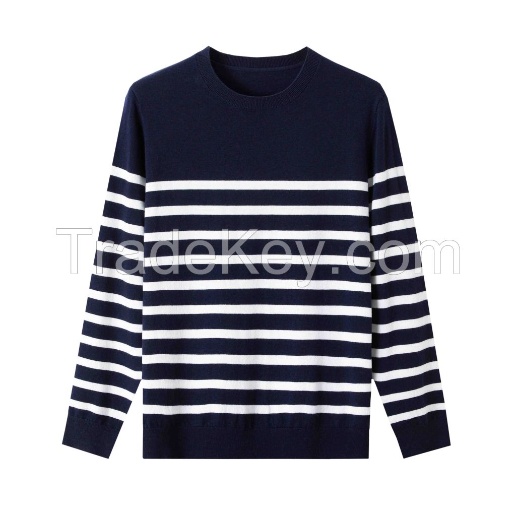 2026 Men's  Woollen Sweater Crewneck Striped Versatile Top