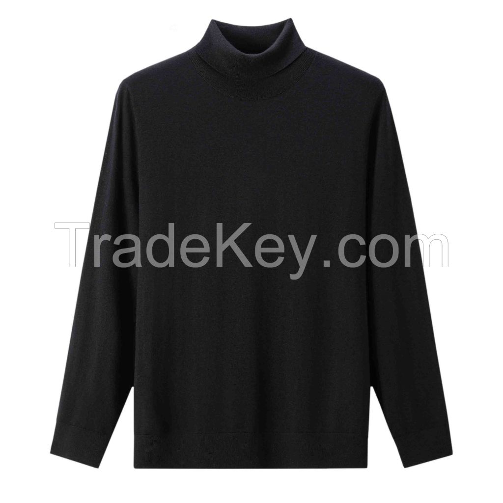 2026 Men's  Sweater High-neck Solid Color Versatile Top