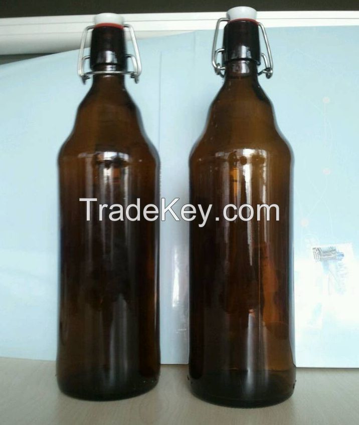 1000ml  Amber glass beer bottle with flip top (IN STOCK)