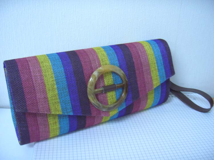 Stripe Cotton Clutch