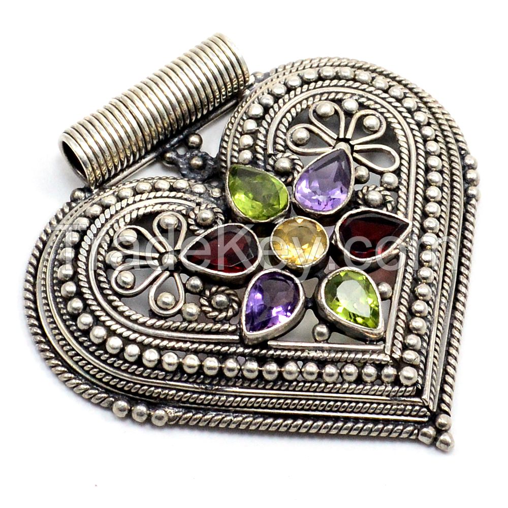 Amethyst, Garnet, Peridot & Citrine 925 Sterling Silver Pendant PG-109162