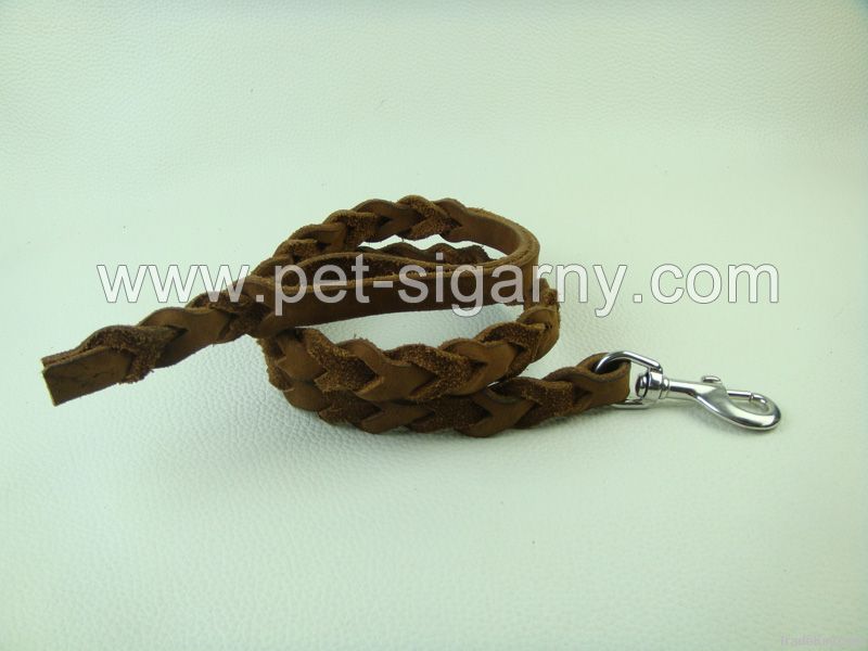 braided leather leash