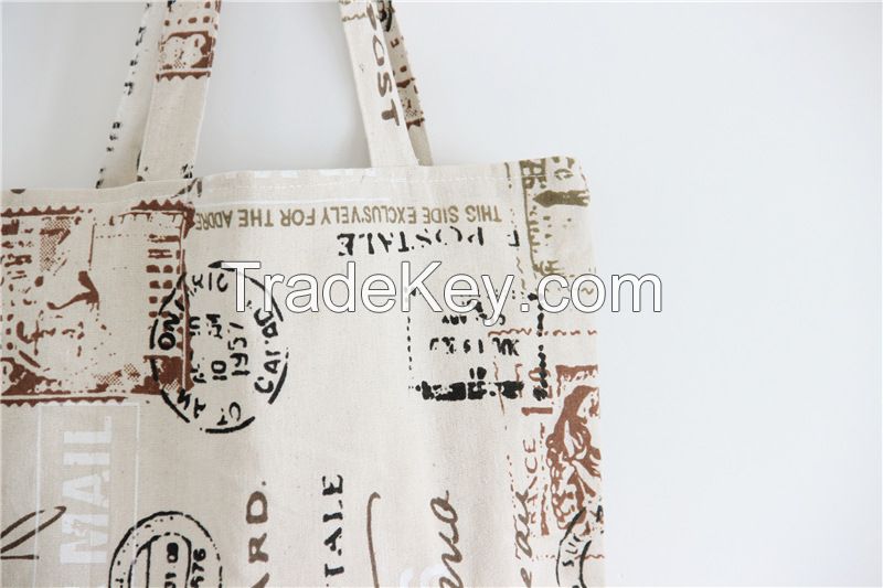 Printed Post Chapter Pattern Cotton Linen Shopping Bag Shoulder Bags