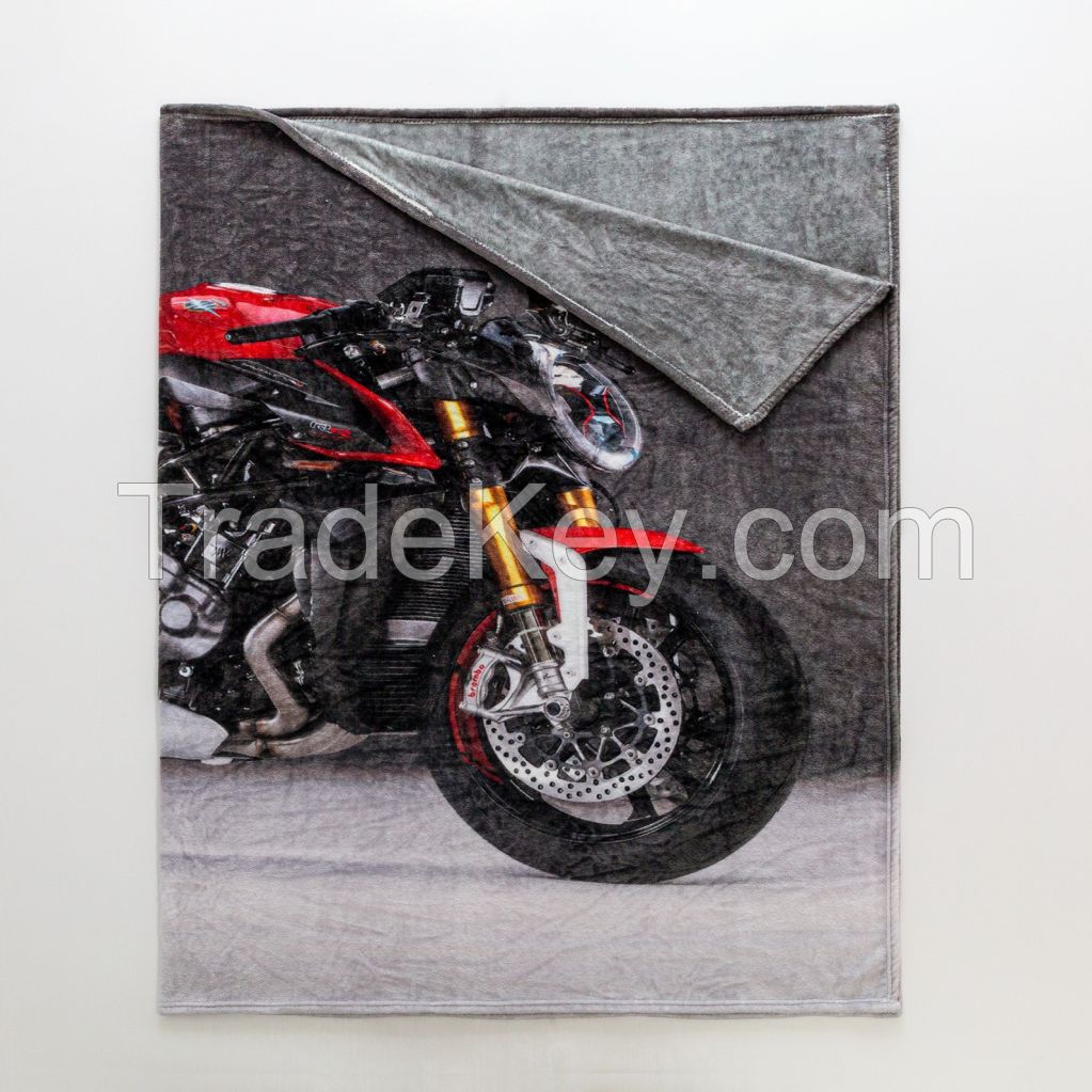 High-definition Digital Print Throw Blanket Customized Motorcycle Pattern