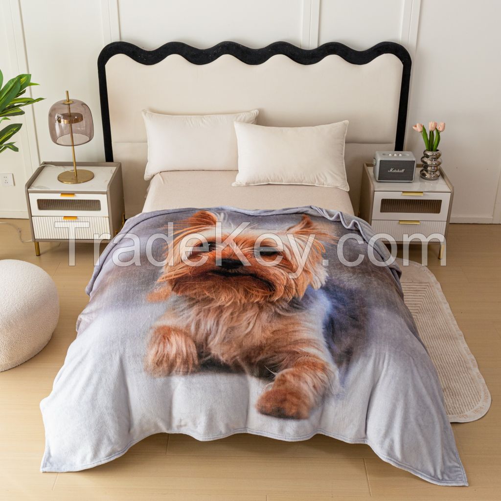 3D Digital Printed Throw Blanket Customized Cute Cat Pattern