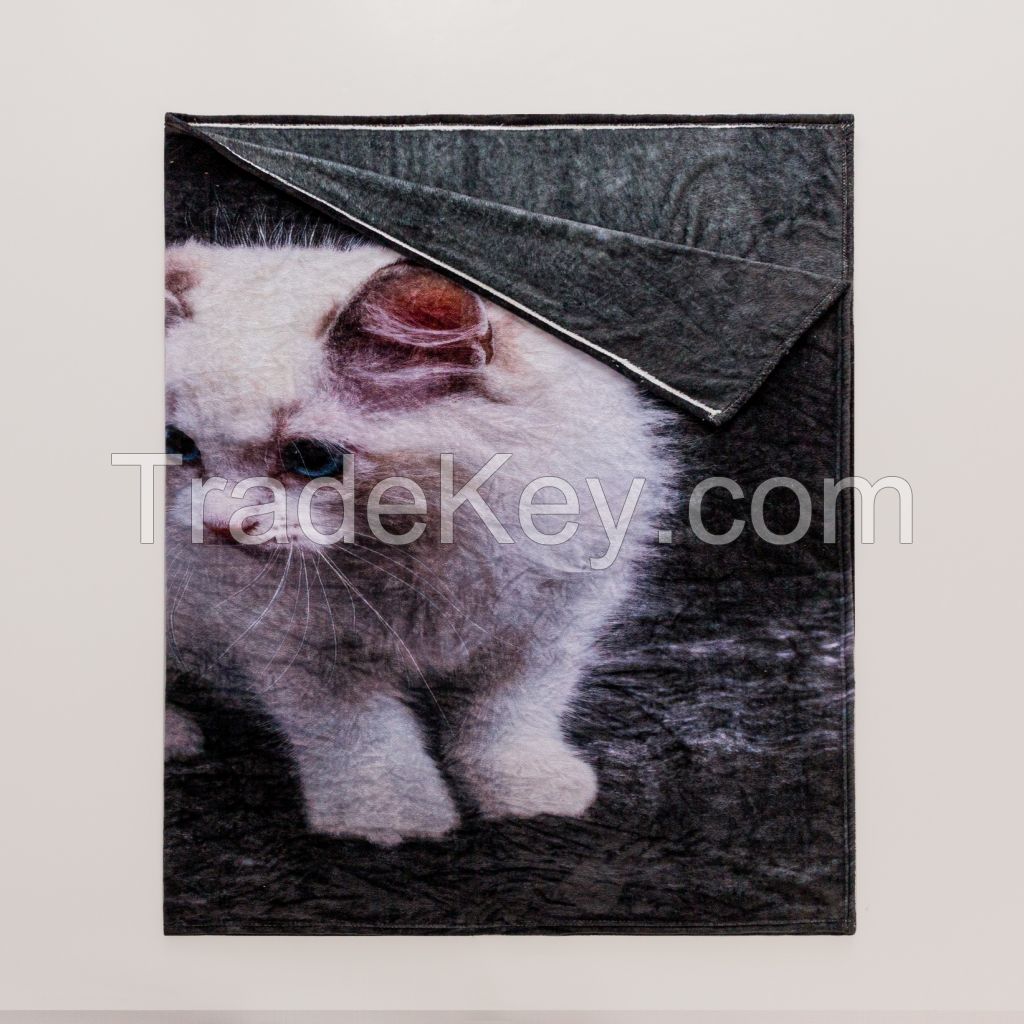 3d Digital Print Throw Blanket Customized Cute Cat Pattern