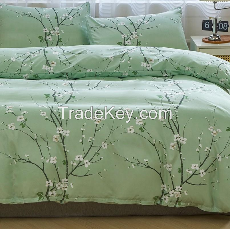 Wholesale Cheap Bed Linen Set 100% Polyester Microfiber Floral Printed Duvet Cover Set Customized Bedding Set