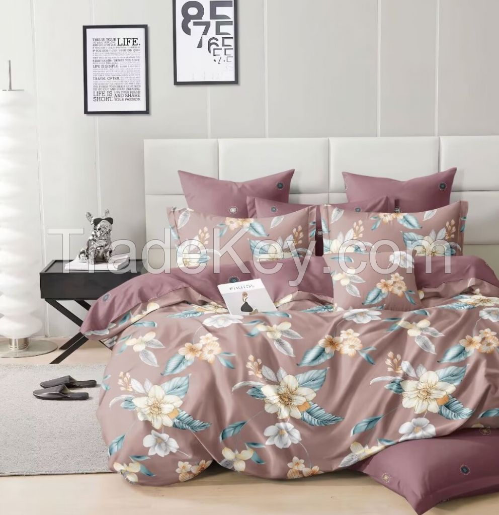 Wholesale Cheap Bed Linen Set 100% Polyester Microfiber Floral Printed Duvet Cover Set Customized Bedding Set