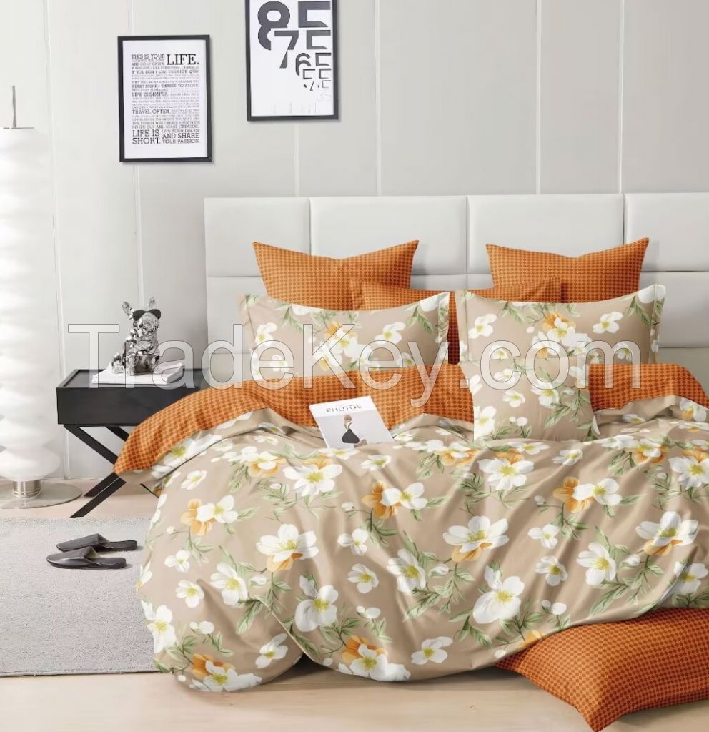 Wholesale Cheap Bed Linen Set 100% Polyester Microfiber Floral Printed Duvet Cover Set Customized Bedding Set