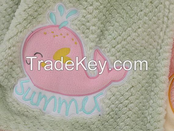 OEM Fluffy Baby Blanket with Embroidery Ultra Soft Flannel Fleece Blanket