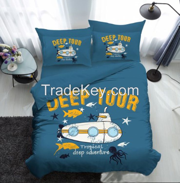 Cool Boys Bed Linen Set 3D Digital Printed Polyester/Cotton Comforter Cover Set Pirate Ship Vessel Football Bedding Collection