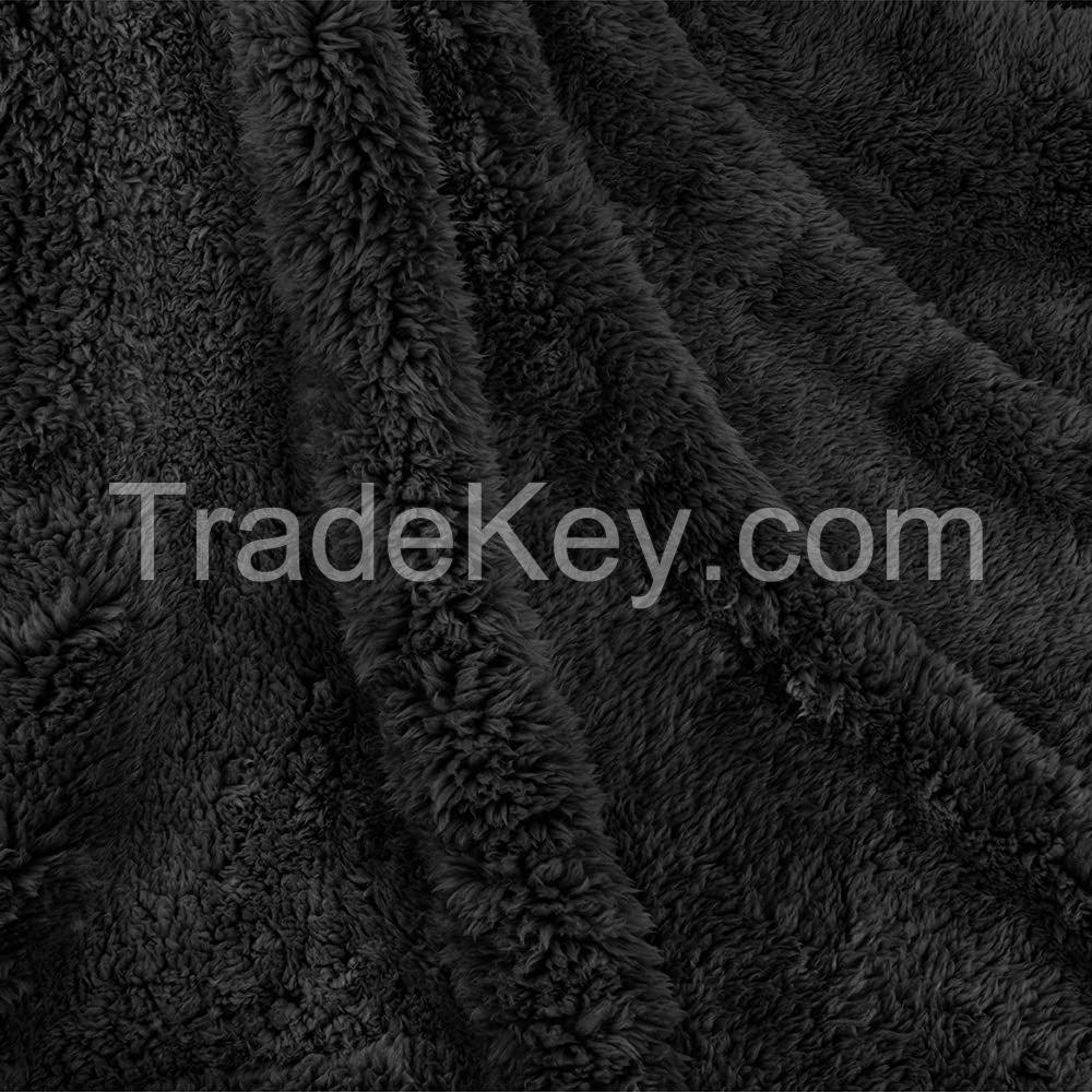 Black Fluffy Waterproof Dog Blanket for Small Medium Dogs, Soft Warm Pet Sherpa Throw Pee Proof Couch Cover
