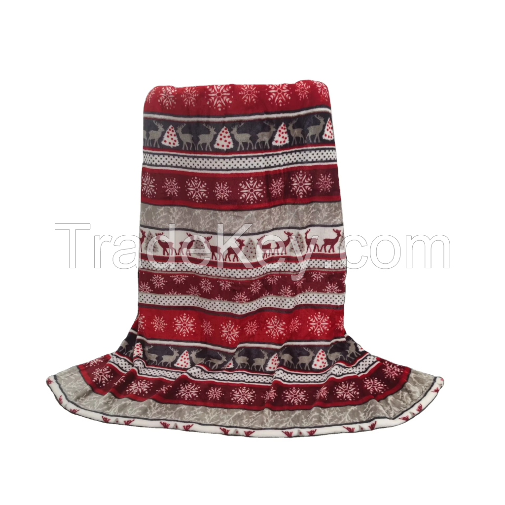 Super Soft Christmas Holiday Theme Throw Blanket Plush Printed Flannel Blanket Gift Blanket for Couch Sofa Bed