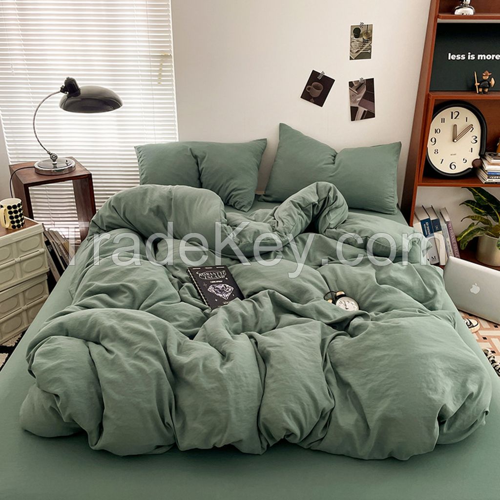 Stone washed skin-friendly cotton bedding set bed linen set