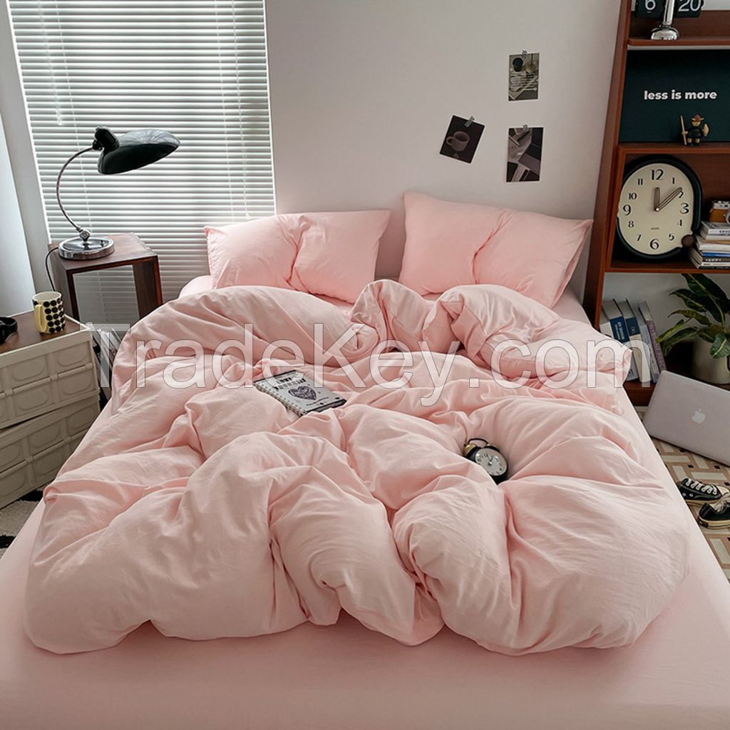 Stone washed skin-friendly cotton bedding set bed linen set