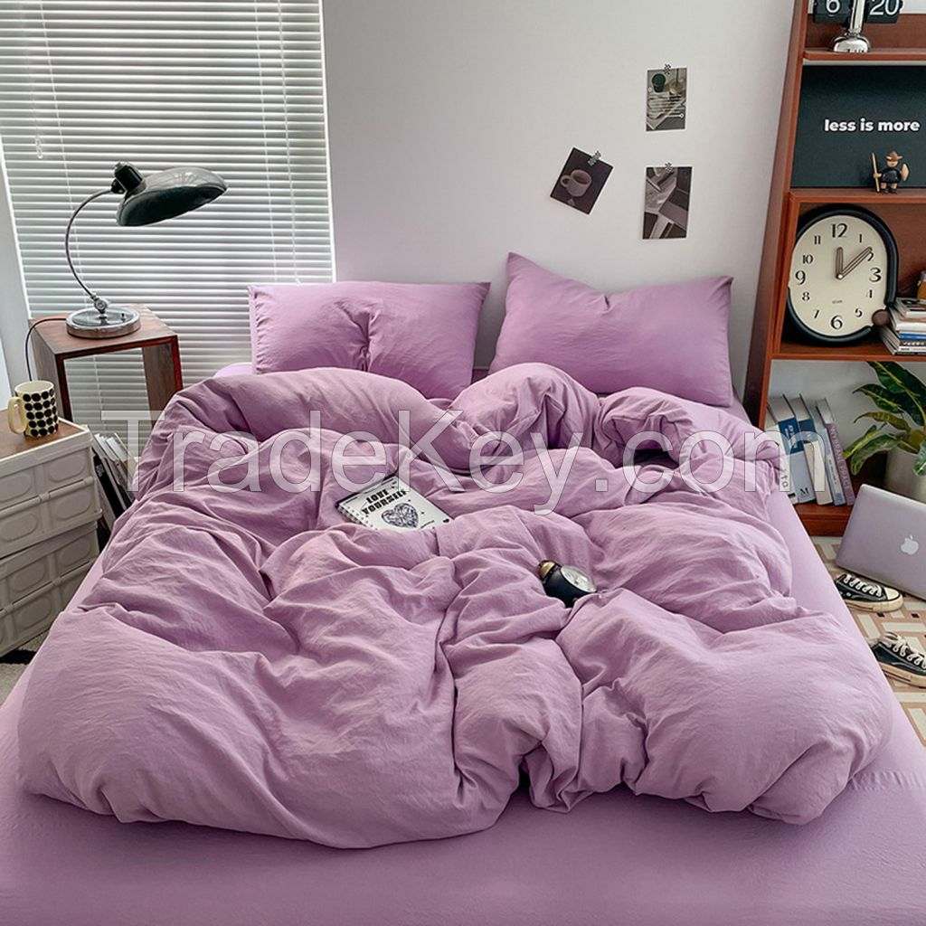 Stone washed skin-friendly cotton bedding set bed linen set