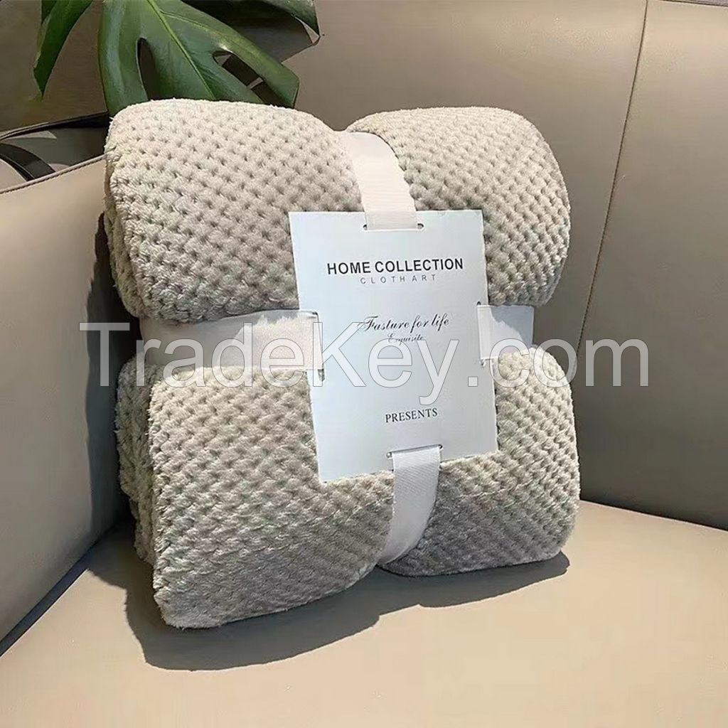 Single fannel fleece with pineapple pattern blanket