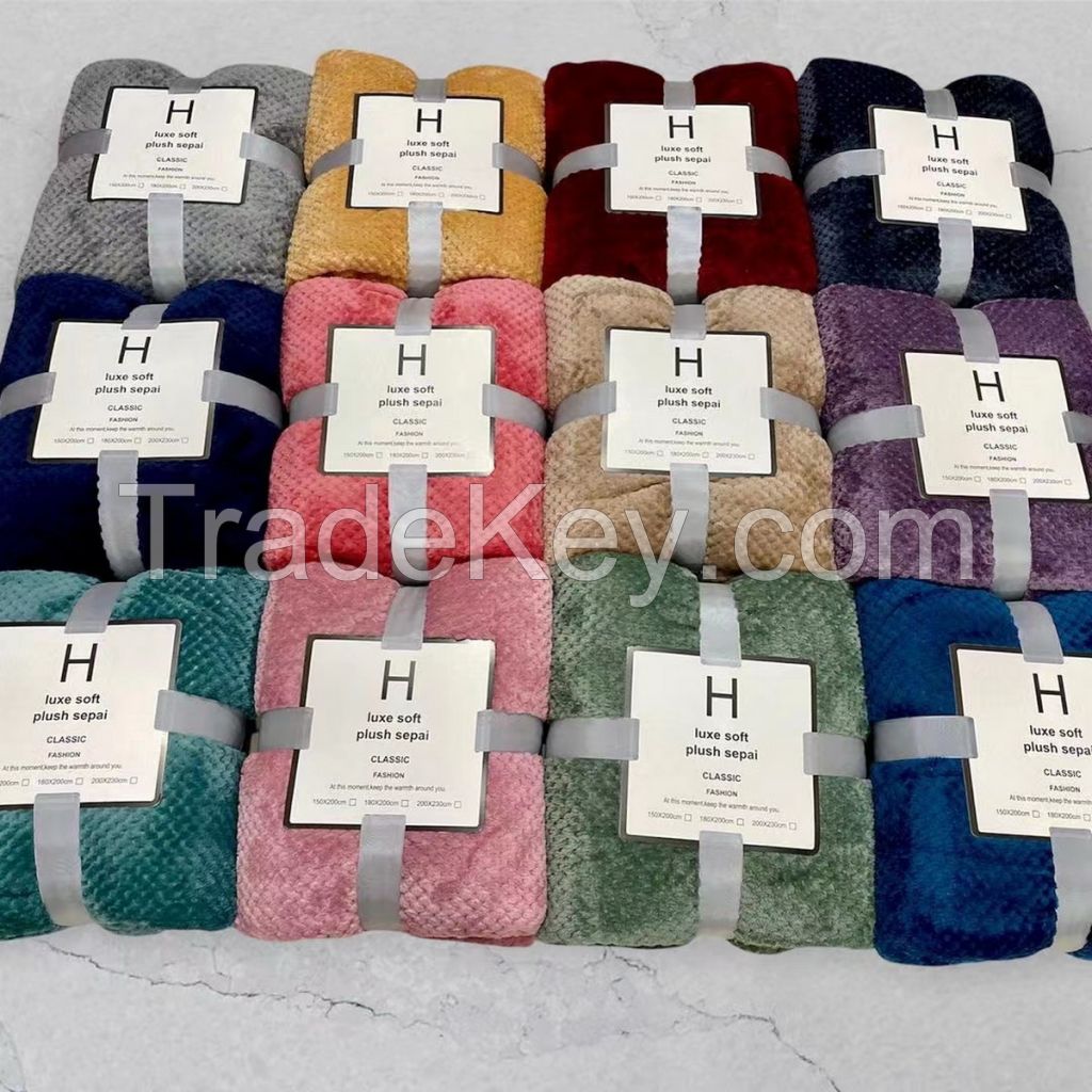 Single fannel fleece with pineapple pattern blanket