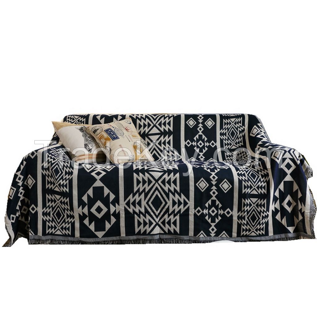 Black and white reversible sofa blanket, coach blanket and carpet for home
