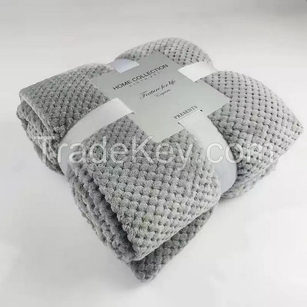 Single fannel fleece with pineapple pattern blanket
