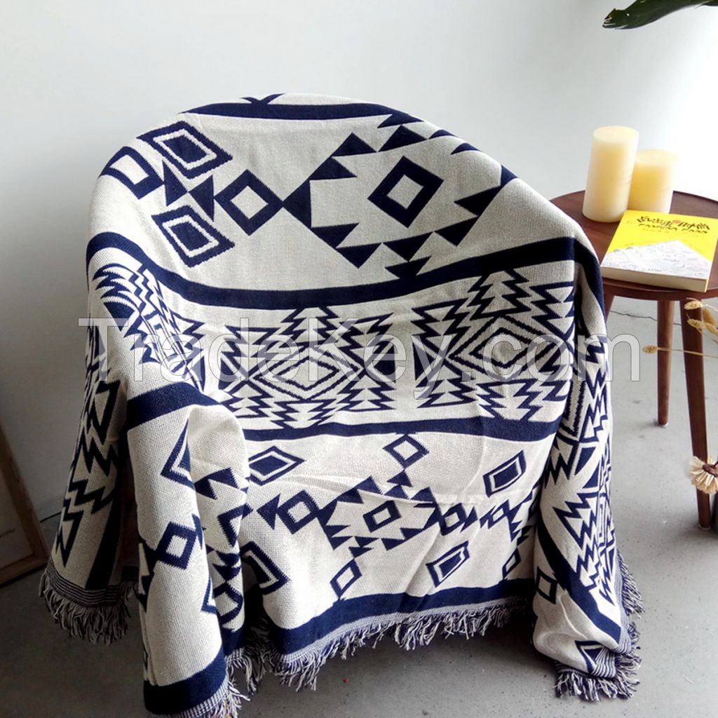 Black and white reversible sofa blanket, coach blanket and carpet for home