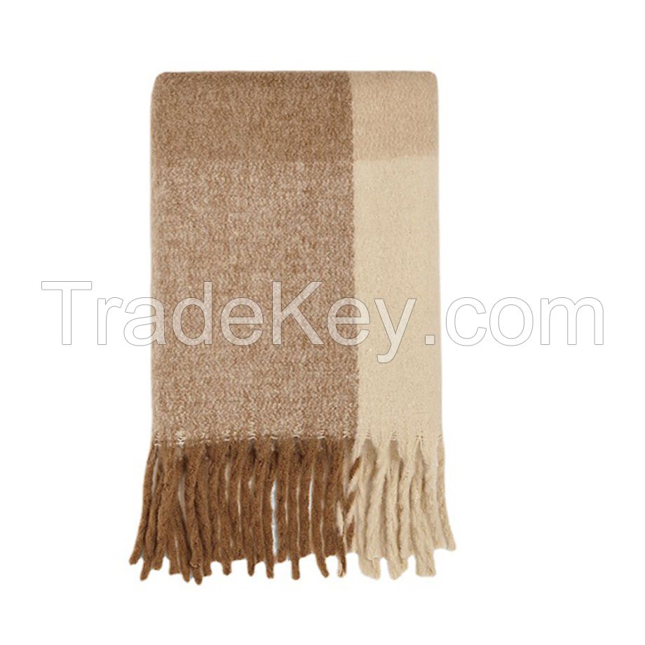 Hot sale 100% Acrylic knitted wool nap cover blanket knitted scarf