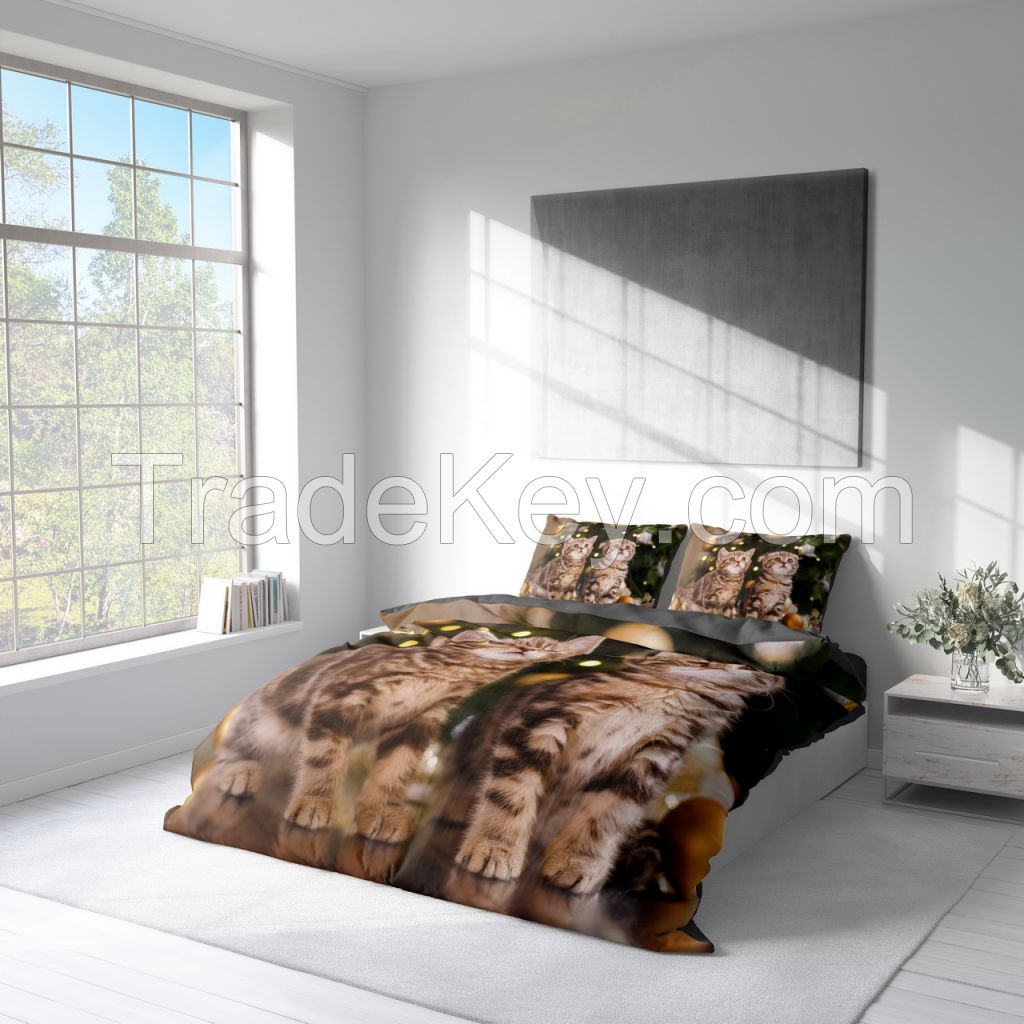 Customized 3D Digital Printed Microfiber Cats Bedding Set, Unique Gift For Everyone