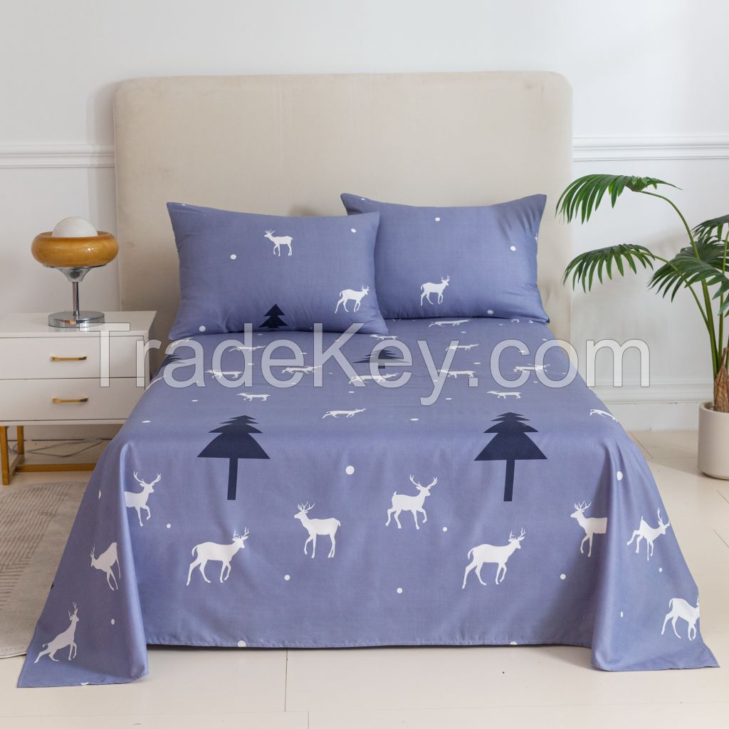 Hot Sale Cheap Soft Microfiber 3 Pcs Christmas Flat Sheet Set