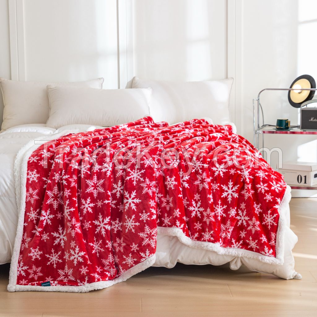 Urtal Soft And Warm Flannel Sherpa Christmas Throw Blanket For Bed Couch Great Gifts For Everyone