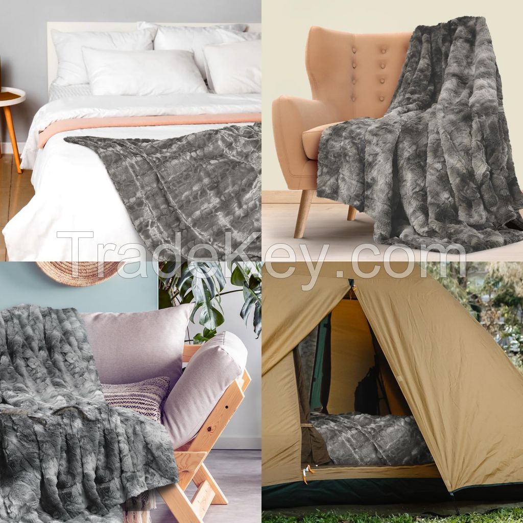Comfort Luxury Faux Fur Throw Blanket Ultra Soft Fluffy Plush Throw Blankets For Winter Spring
