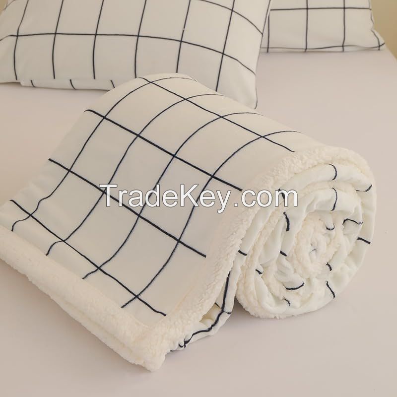 Sherpa Fleece Throw Blanket for Couch - Thick and Warm Bed Blanket Dual Sided,Soft Fuzzy Plush Throw Blanket