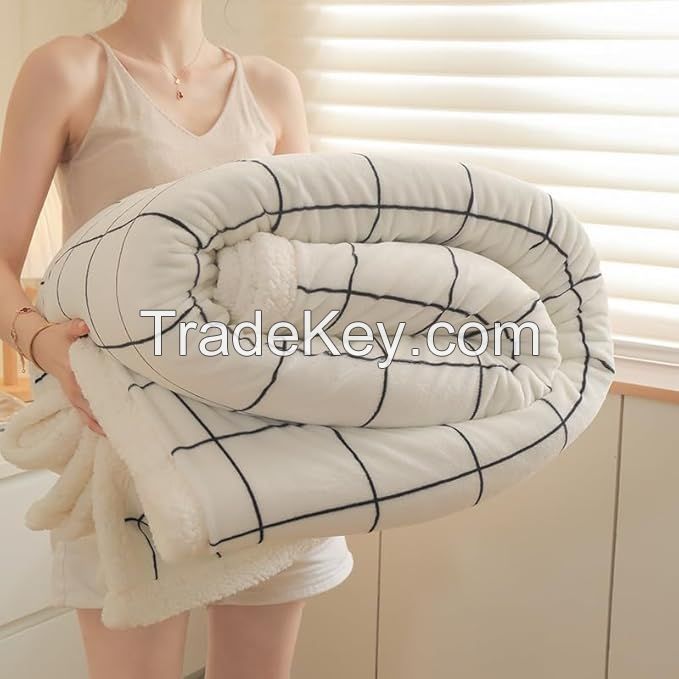 Sherpa Fleece Throw Blanket for Couch - Thick and Warm Bed Blanket Dual Sided,Soft Fuzzy Plush Throw Blanket